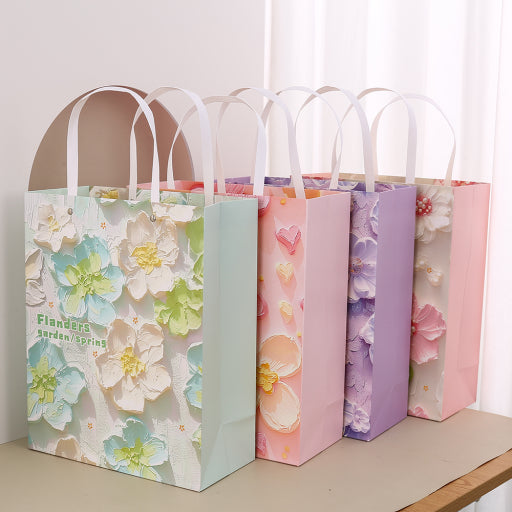 Bolsa de regalo de flores estilo pintura al óleo (pequeña)