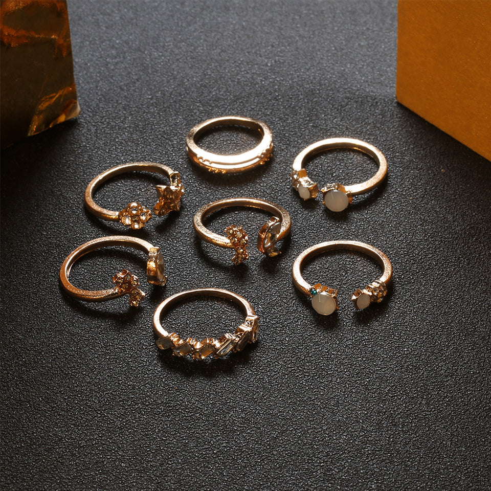 Set de anillos delgadas con pedreria