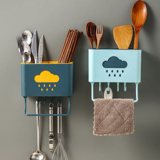 Escurridor de cubiertos con ganchos para pared