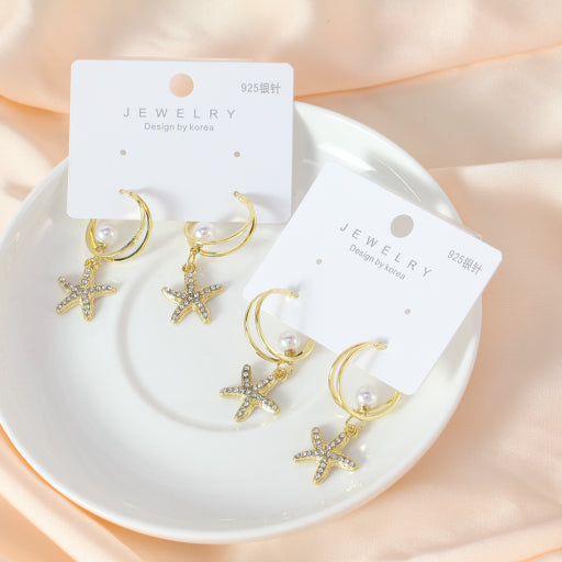 Pendientes de perlas de estrella de mar (1 par)