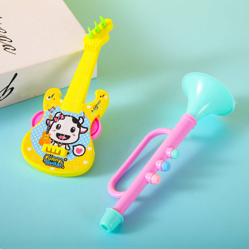 Pequeño instrumento musical bicolor.