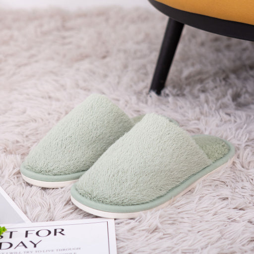 Zapatillas de algodón para hombre con forro polar de zorro de color liso (gris)