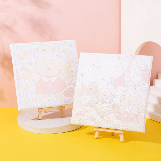 Juego de pasteles al óleo con cuadrícula de cuatro