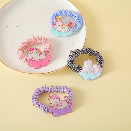 Goma para el cabello de tela acrílica de unicornio