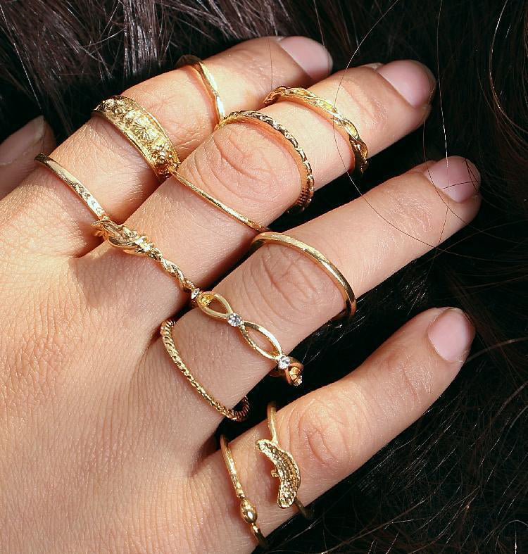 Juego de anillos delgados para mujer