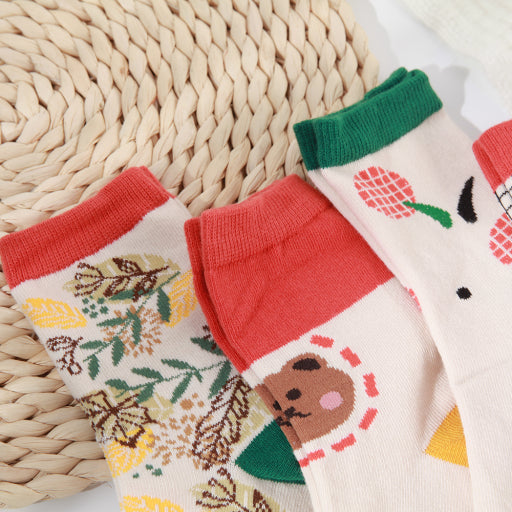 Calcetines infantiles con dibujos animados en contraste de colores [L]