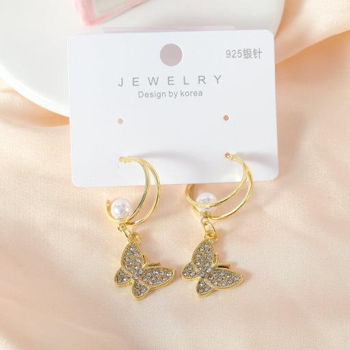 Pendientes de perlas de mariposa (1 par)