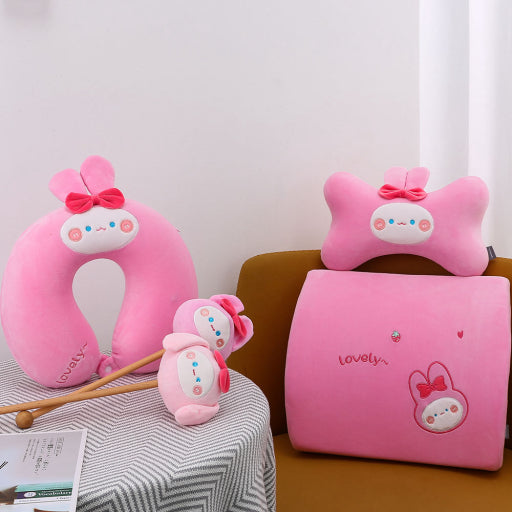 Almohada de cintura de conejo rosa