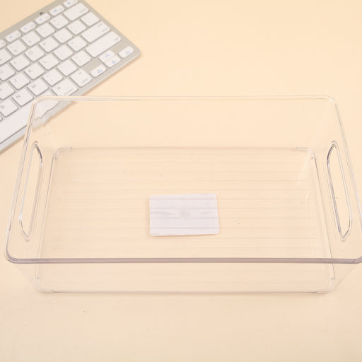Cesta de almacenamiento corta cuadrada de PET transparente