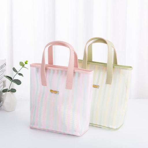 Bolso trapezoidal de rayas - rosa