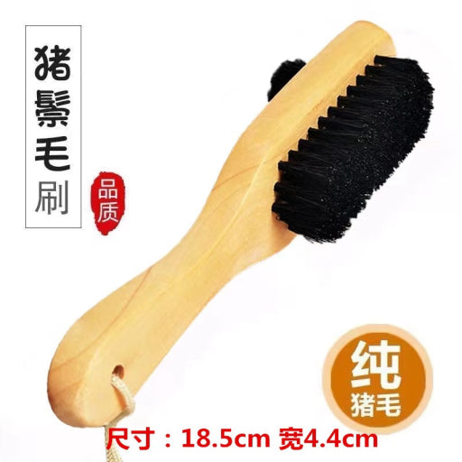 Cepillo para lustrar zapatos de doble cara de madera de loto