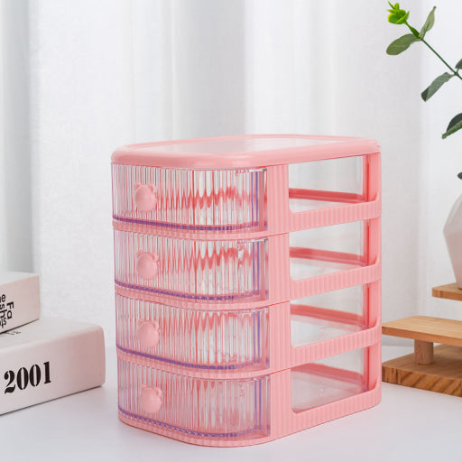 Caja de almacenamiento multifuncional con cuatro capas (rosa)