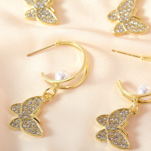 Pendientes de perlas de mariposa (1 par)
