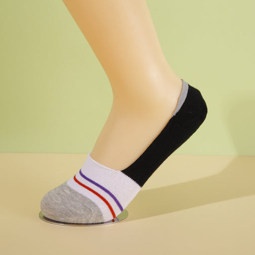 Calcetines náuticos invisibles de mujer a rayas (2 pares)