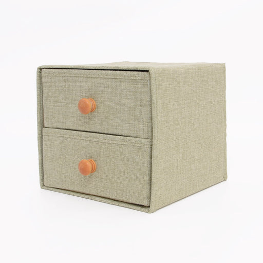 Caja de almacenamiento doble con mango de madera (Verde)