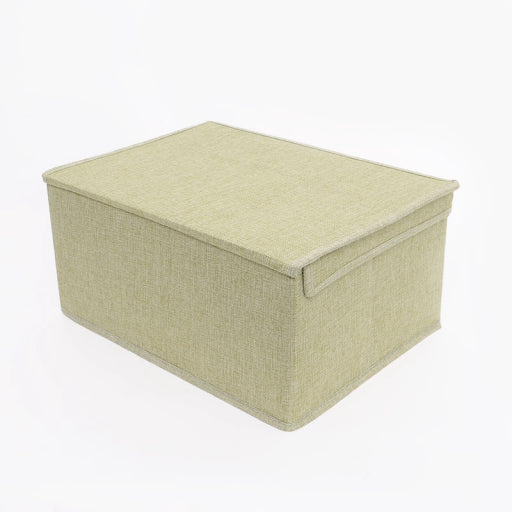 Caja de almacenamiento grande con mango de madera (beige)