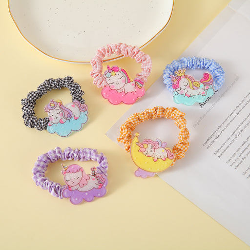 Goma para el cabello de tela acrílica de unicornio