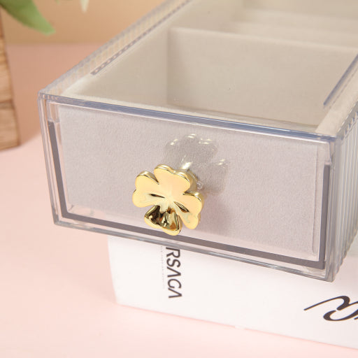 Caja de almacenamiento con cajón corto y estrecho serie Clover (con caja de franela)