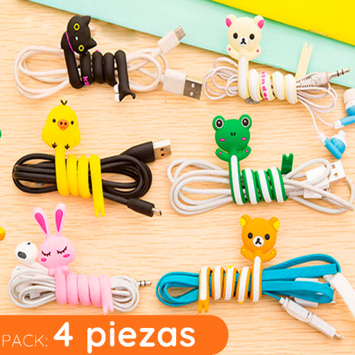 Organizador de cables con figurita de animal-Pack 4