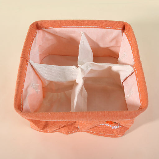 Caja de almacenamiento de frutas bordada con 4 compartimentos