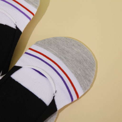 Calcetines náuticos invisibles de mujer a rayas (2 pares)