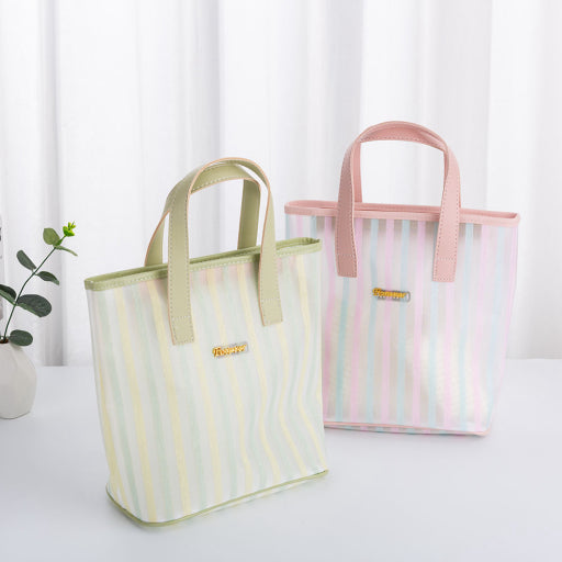 Bolso trapezoidal de rayas - rosa