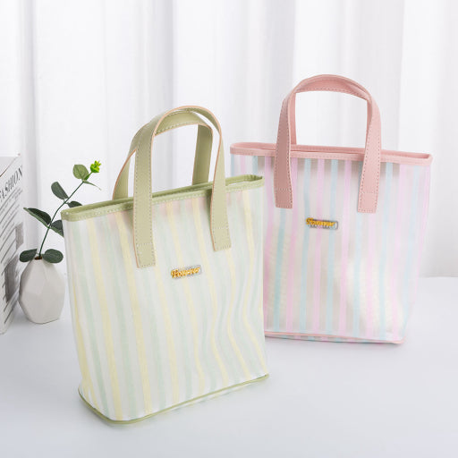 Bolso trapezoidal de rayas - rosa