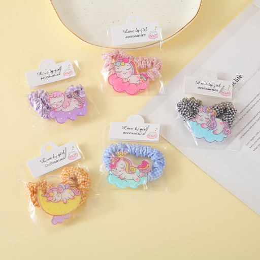 Goma para el cabello de tela acrílica de unicornio