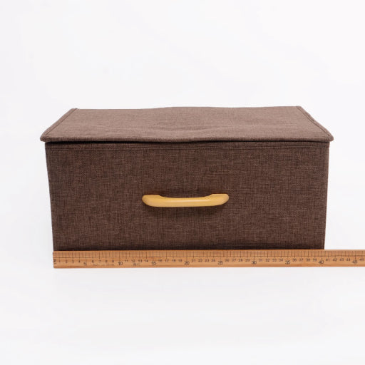 Caja de almacenamiento grande con mango de madera (beige)