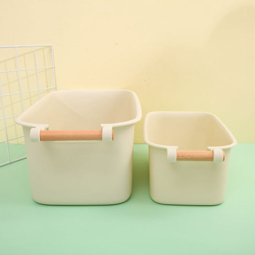 Cesta simple con asa de madera de un solo lado (grande)