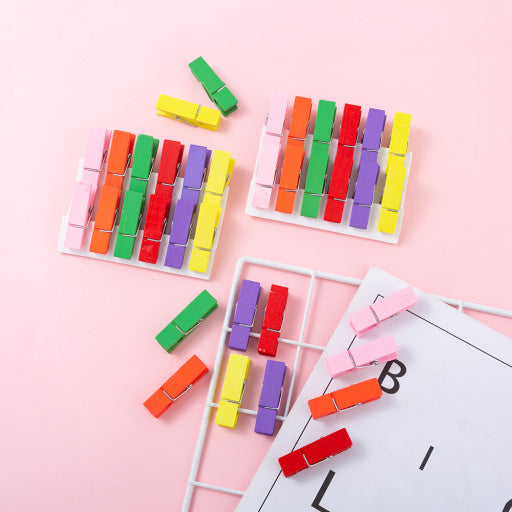 Clip de madera veteada de colores (12)