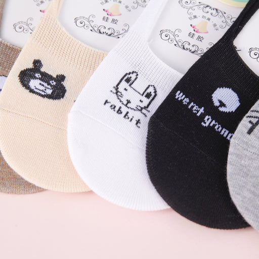 Calcetines invisibles de mujer con dibujos animados (2 pares)