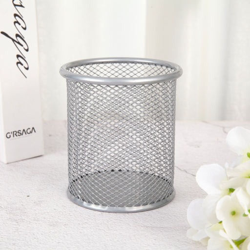 Portalápices redondo de metal Plata