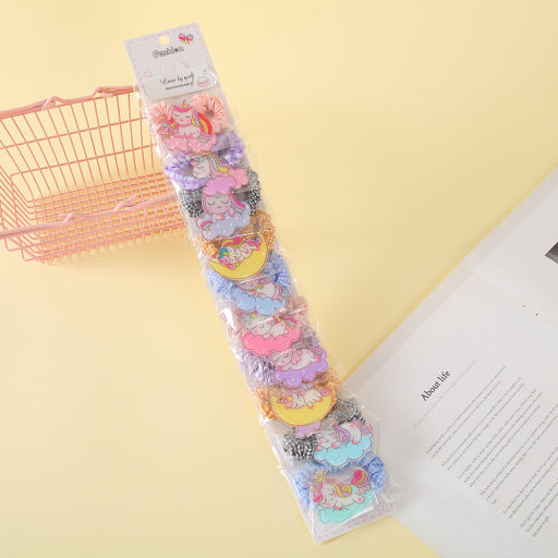 Goma para el cabello de tela acrílica de unicornio