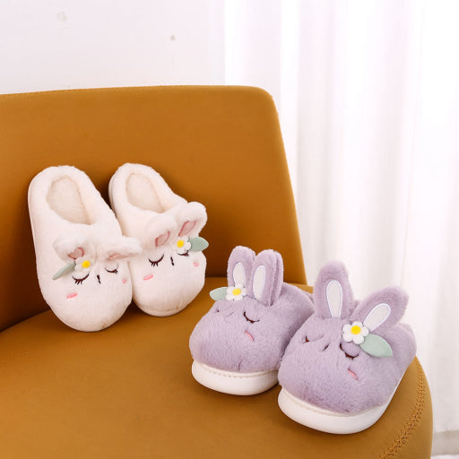 Pantuflas de algodón para mujer Shy Rabbit (blanco)