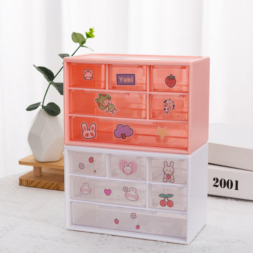 Almacenamiento de papelería de 6 celdas (rosa)