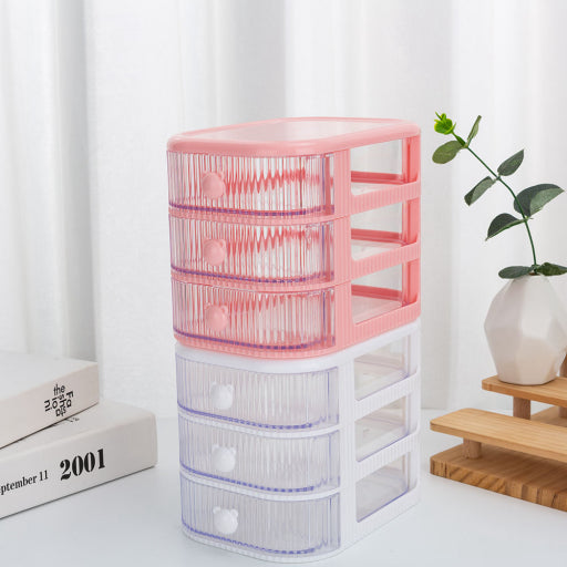 Caja de almacenamiento multifuncional con tres capas (rosa)