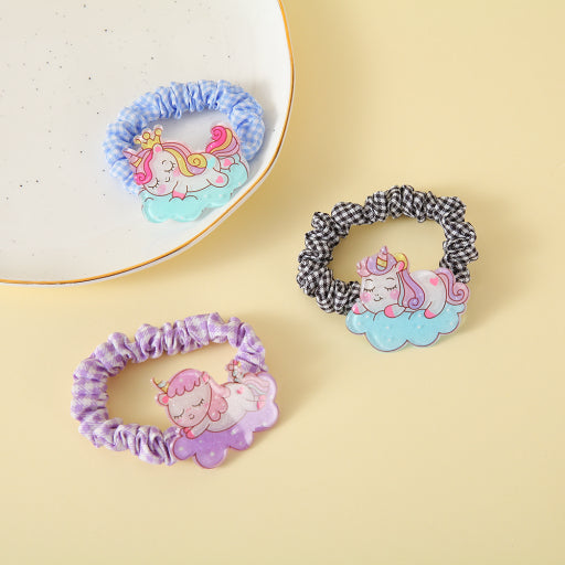 Goma para el cabello de tela acrílica de unicornio