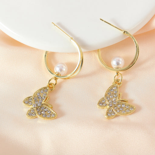 Pendientes de perlas de mariposa (1 par)