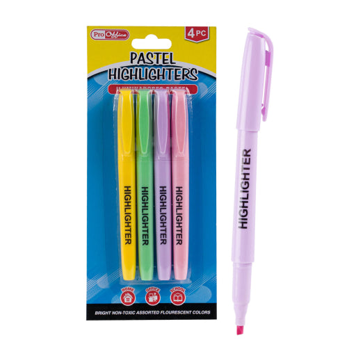 Marcadores Resaltadores Pastel Proffice De 4 Piezas