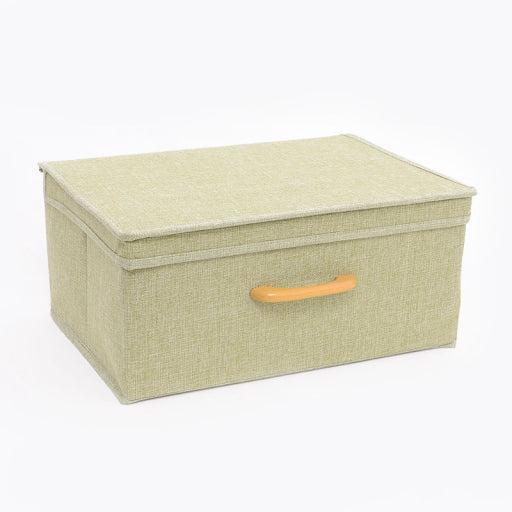 Caja de almacenamiento grande con mango de madera (verde)