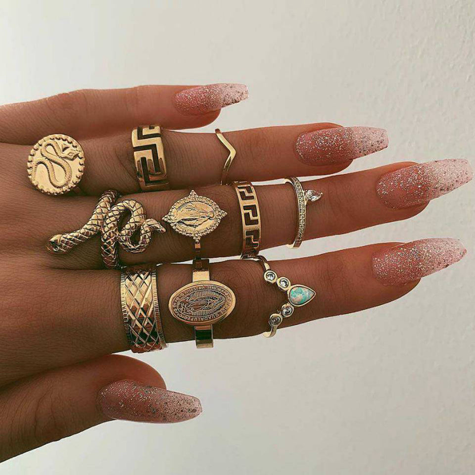 Set de 10 anillos de cadena