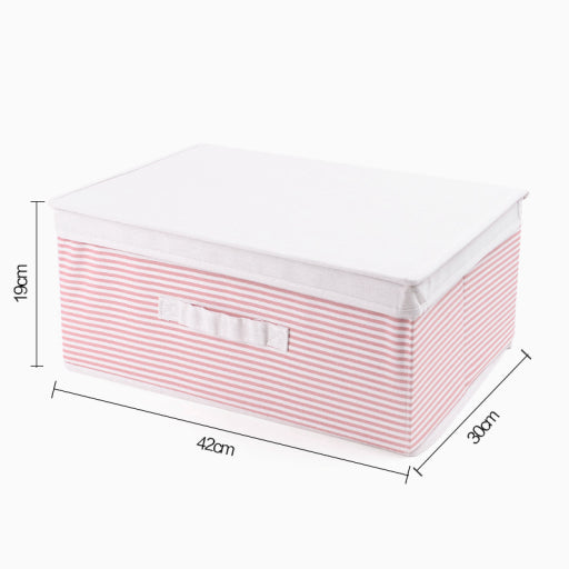 caja de almacenamiento a rayas (rosa claro)