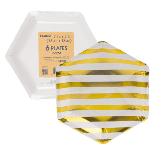 Plato De Papel Hexagonal A Rayas Flomo