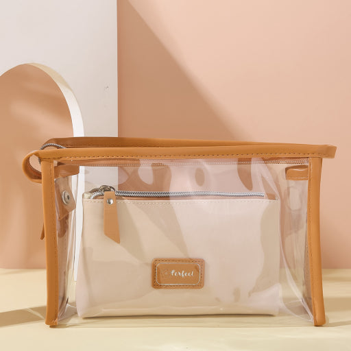 Bolsa de maquillaje portátil Jelly Mother Child (beige)