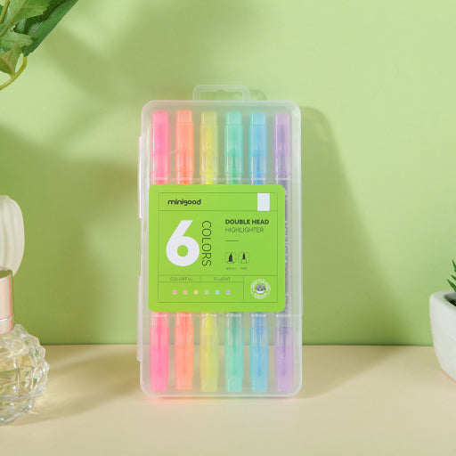 Resaltador de doble punta de 6 colores