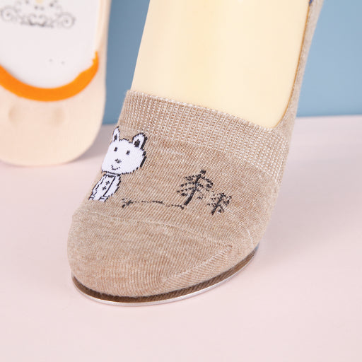 Calcetines invisibles de mujer con dibujos animados (2 pares)
