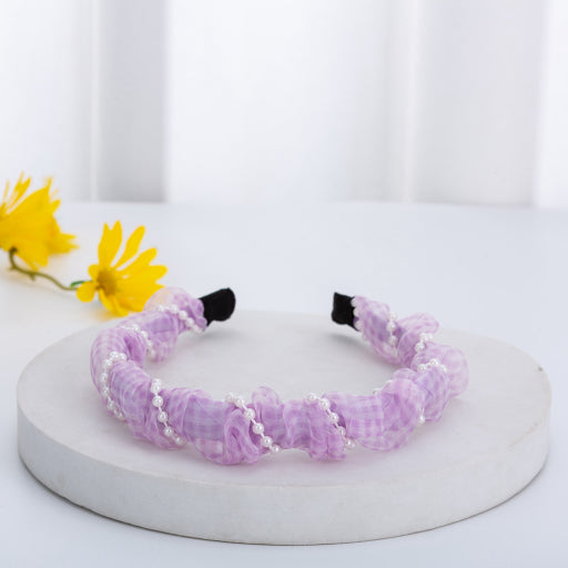 Diadema de tejido de perlas a cuadros