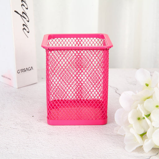 Portalápices cuadrado de metal Plata