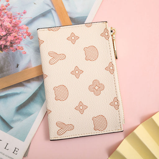 Monedero con bolso de mano con flores antiguas de dibujos animados (rosa)